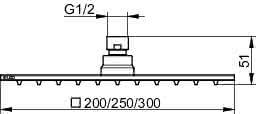 KEUCO Kopfbrause Armaturenzub. 59986, eckig, 300x300 mm, Chrom-finish