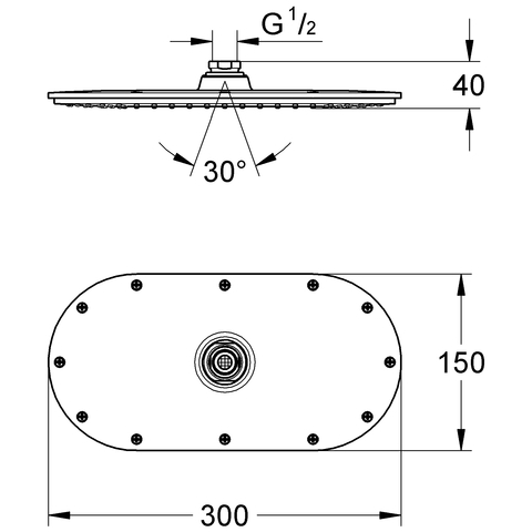 GROHE Kopfbrause Rainshower Veris 300 27470 300 x 150 mm chrom