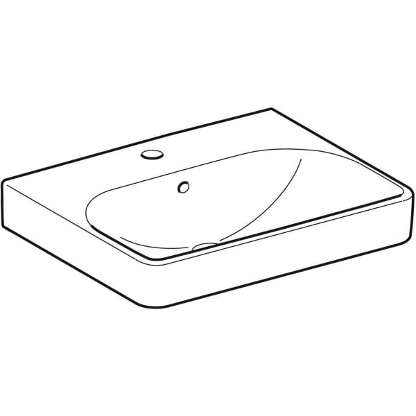 Geberit Smyle Waschtisch, eckig, 55x44cm m. Hl., m. Ül., weiß, KeraTect