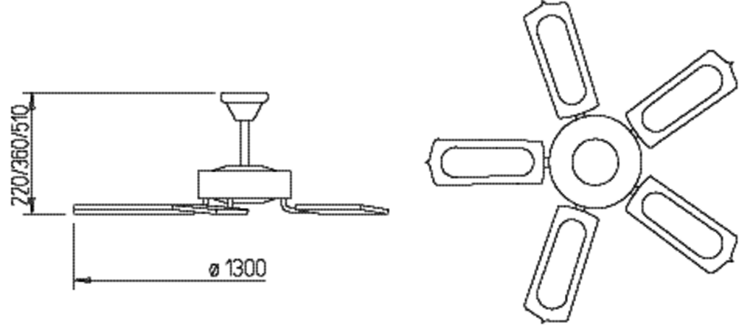 Helios DVAW 130 Deckenventilator antik, weiß 5-Batt-Laufrad, 1300 mm