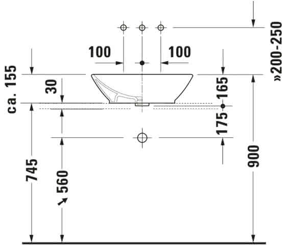 DU ASB Design Classics Bacino 550 mm rechteckig, mit ÜL, ohne HLB, weiß