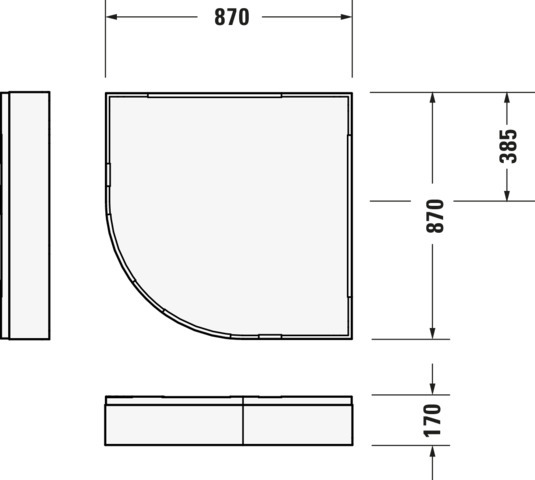 Duravit D-Code Duschwanne, Viertelkreis, 900x900x85 mm, Weiß, Sanitäracryl