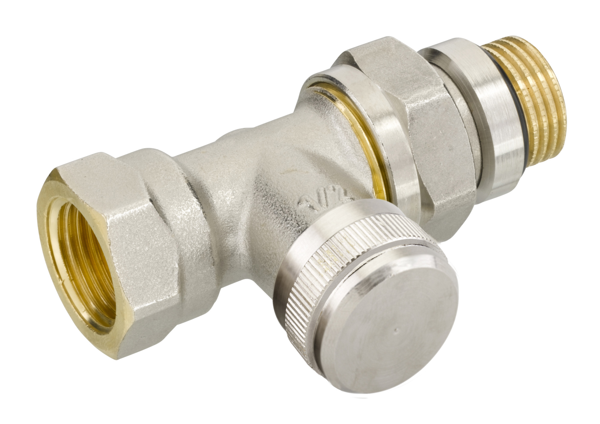 Danfoss Rücklaufverschraubung RLV 15 R 1/2, DG, vernickelt, selbstd, Nippel