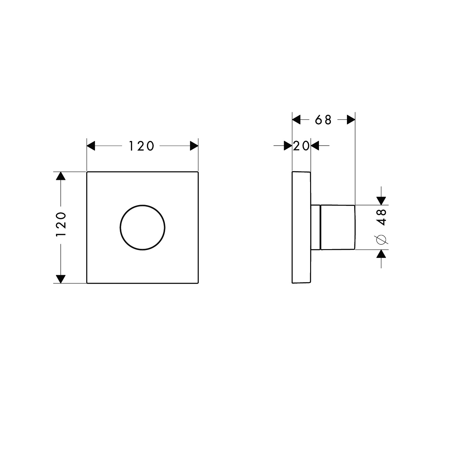 Hansgrohe Vierwegeumstellung Unterputz Axor  Starck Trio/Quattro F-Set eckig chrom