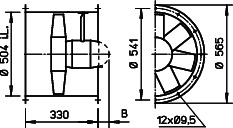 Helios HRFD 500/2/2 TK Axialventilator 3-PH, 2-tourig, Föderrichtung B