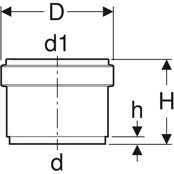 Geberit PE Steckmuffe reduziert mit Lippendichtung d56/50 L5,2