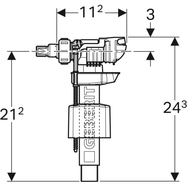 Geberit Typ 380 Füllventil, WA seitlich 3/8", Nippel aus Messing, für UP-SPK