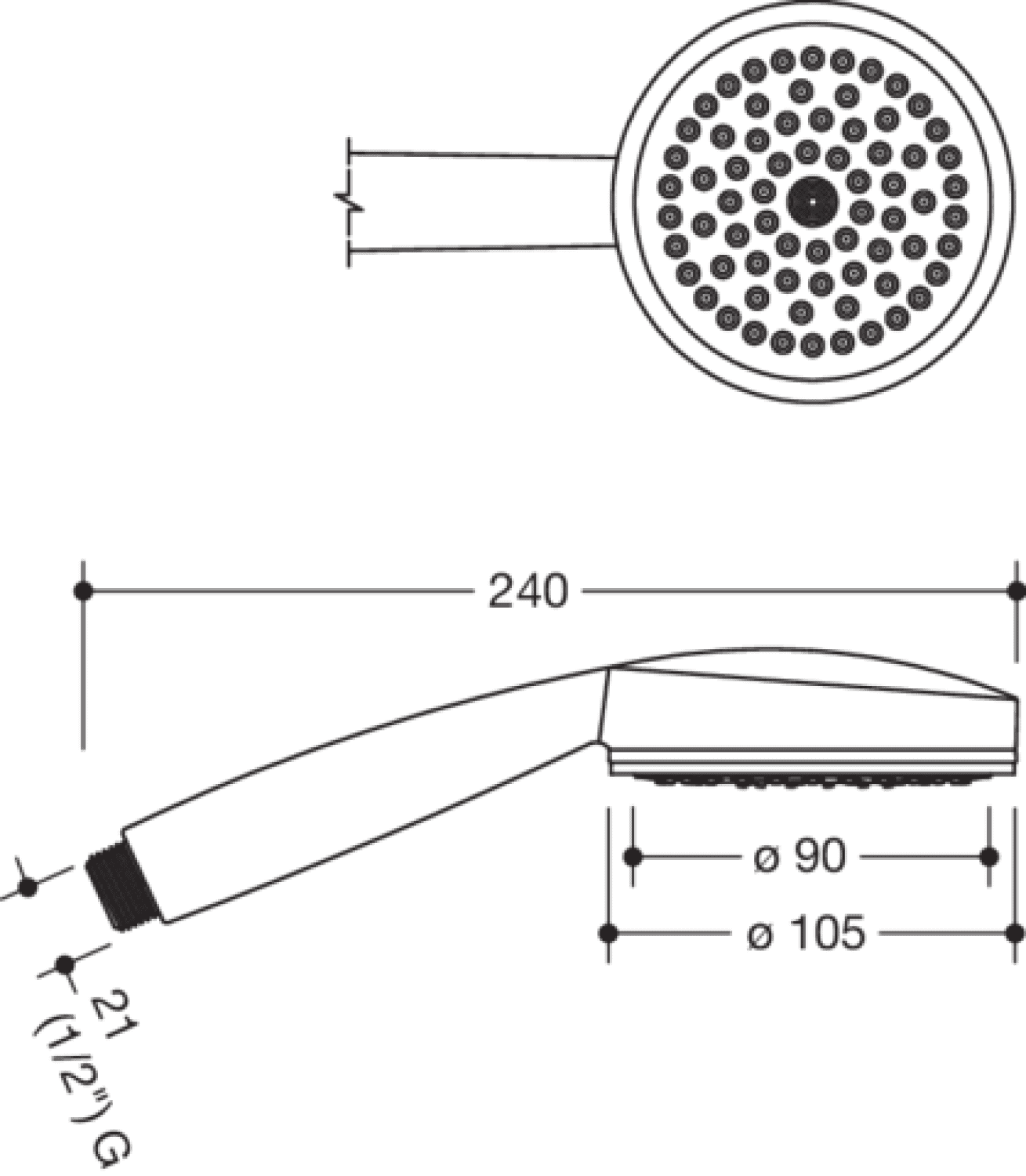 HEWI Handbrause, d:105 mm, 1 Strahl, Weiß