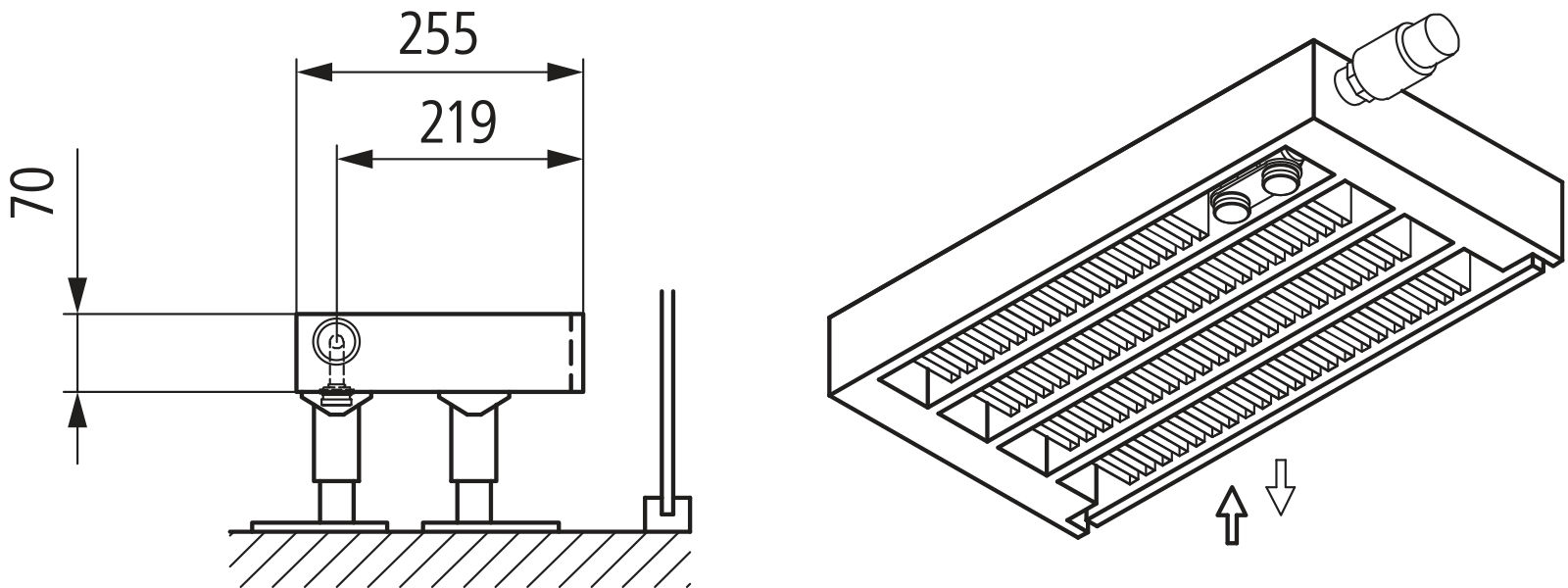 Kermi V-Kon S Typ44 280x255x1400mm QN3034,RAL9016,6 bar,m.Abd.,Vent.re