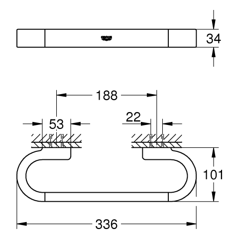 GROHE Wannengriff Selection 41064 300mm cool sunrise