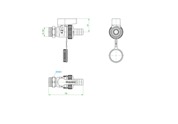 OVENTROP-Kugelhahn"Optiflex" 1/2"AG mit Schlauchverschraubung, Kappe, Ms OVENTROP-Kugelhahn"Optiflex" 1/2"AG mit Schlauchverschraubung, Kappe, Ms
