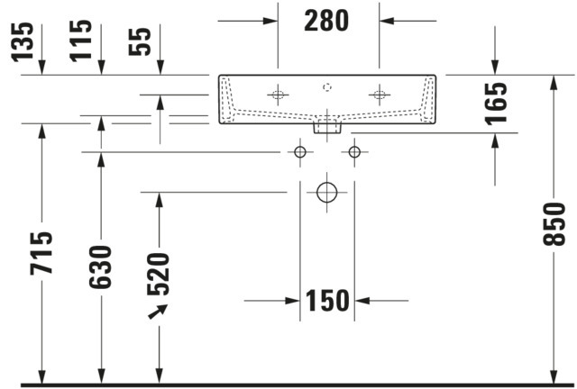 DU Waschtisch Vero Air 600mm o.ÜL, m.HLB, 1 HL, weiß