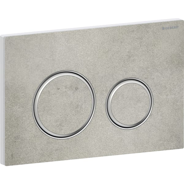 Geberit Sigma50 BetPl., rund, 2-Mengen-Sp. chrom glänzend / Betonoptik