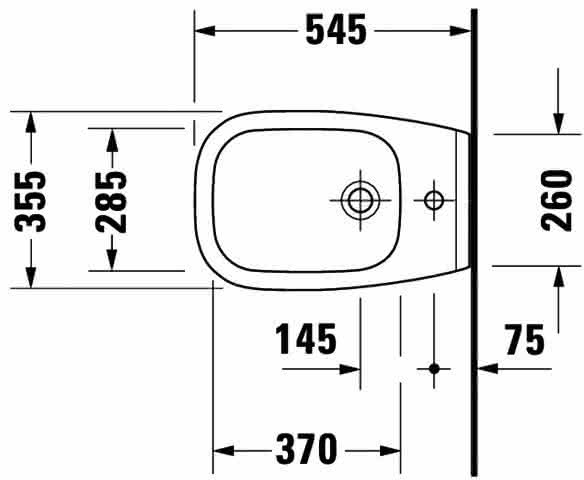 DU Wand-Bidet D-Code 545 mm mit ÜL, mit HLB, 1 HL, weiß