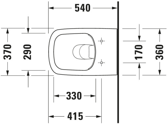 DU Wand-WC DuraStyle 540 mm Tiefspüler, rimless, Durafix, weiß WG
