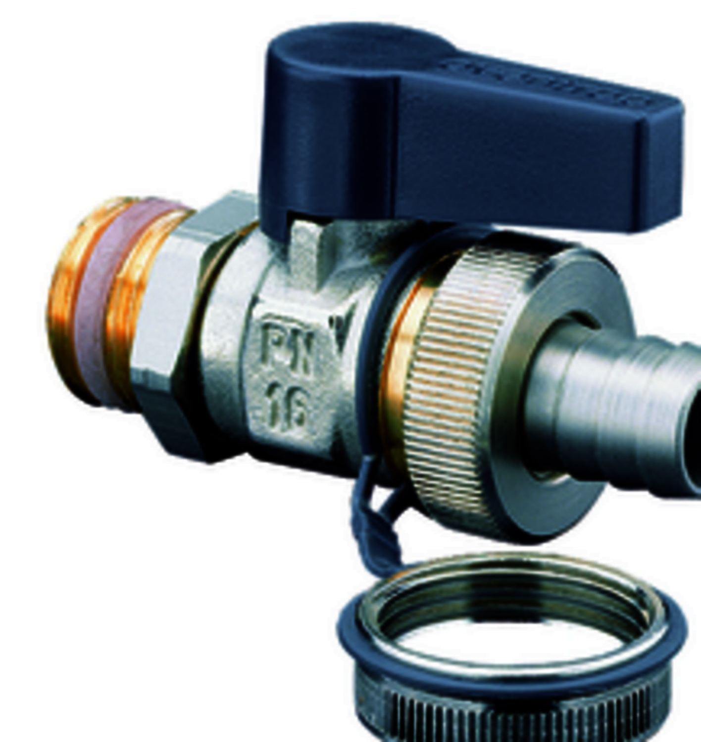 OVENTROP-Kugelhahn"Optiflex",DN15,1/2"AG Schlauchverschr.,Kappe, vern.,einz.verp.