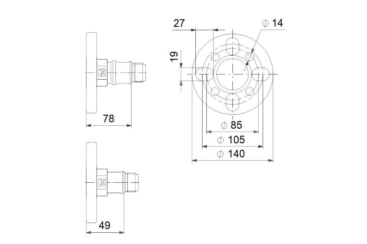 GRUNDFOS Zubehör für Kreiselpumpen Flansch CM1-CM3 DIN/JIS/ANSI DN32 Rp1in