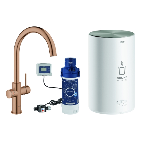 GROHE Armatur und Boiler GROHE Red Duo 30083_1 M-Size C-Ausl. warm sunset geb.