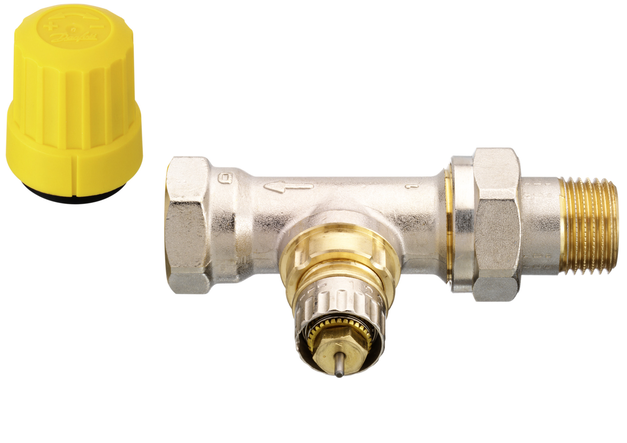 Danfoss Ventilgehäuse RA-UR 15 R 1/2, Durchgang, matt vernickelt