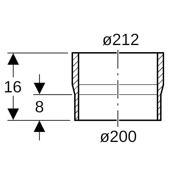 Geberit PE Übergangsstutzen auf Guss d200/212