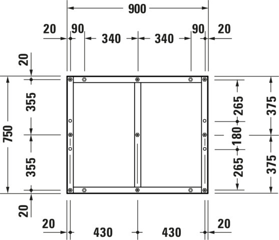 Duravit Fußgestell für Duschwanne Tempano 900x750mm