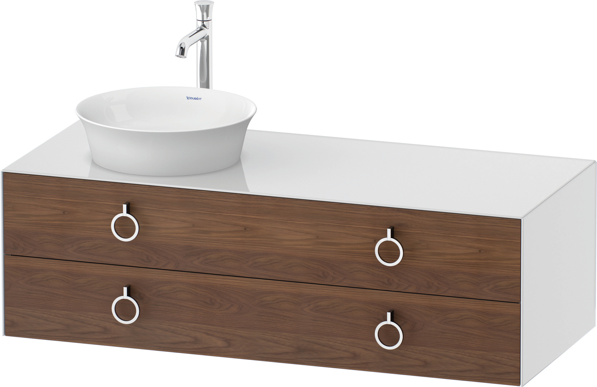Duravit WTU wandh.White Tulip,2Schk.,m.Griff Aus.l,408x1300x550,A.Nussb.M./Weiß HGL