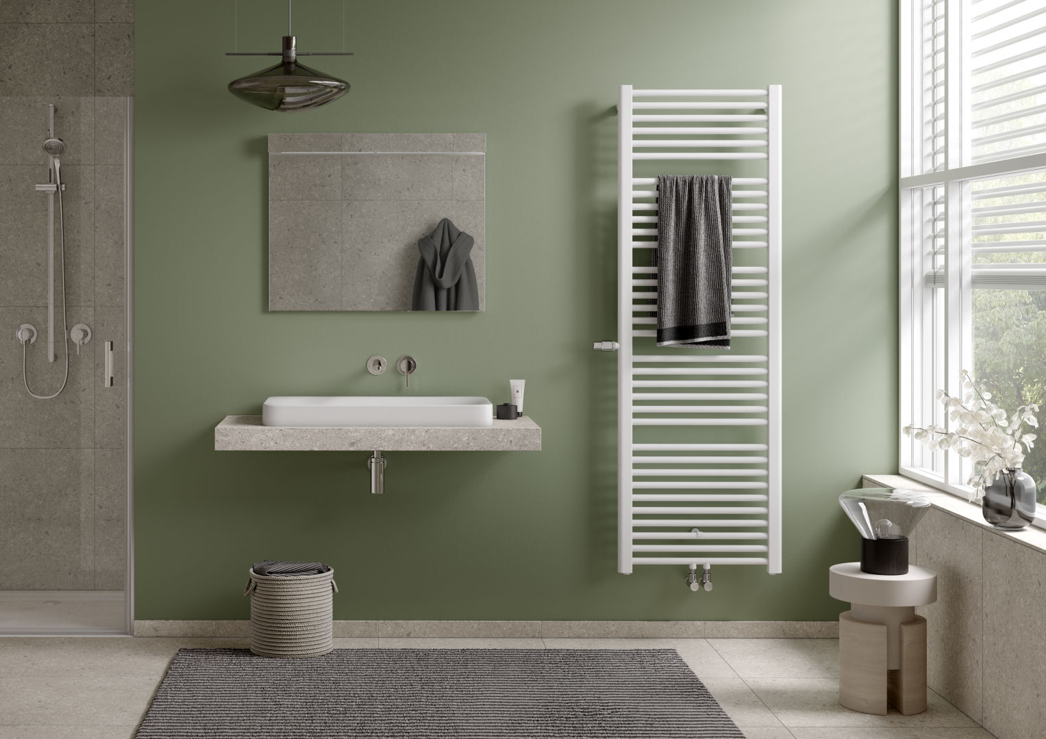 Kermi Basic plus, BH 1770x599x35 mm QN 993 W, RAL 9016, Ventil links