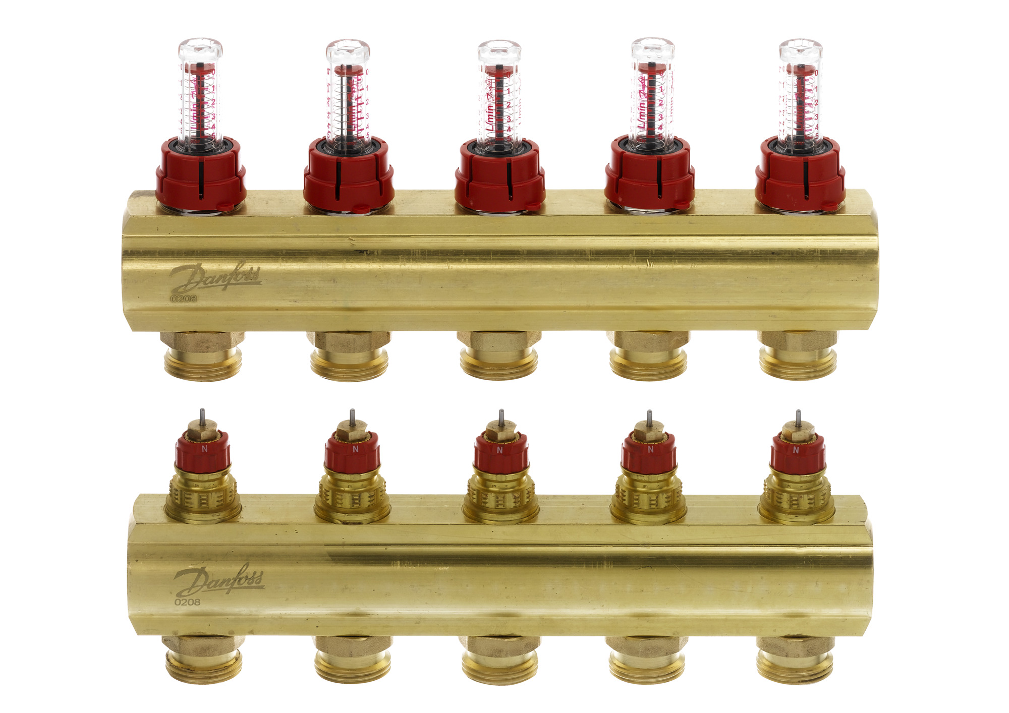 Danfoss FBH-Verteiler FHF-5F 5 Kreise, mit Durchflussanzeige