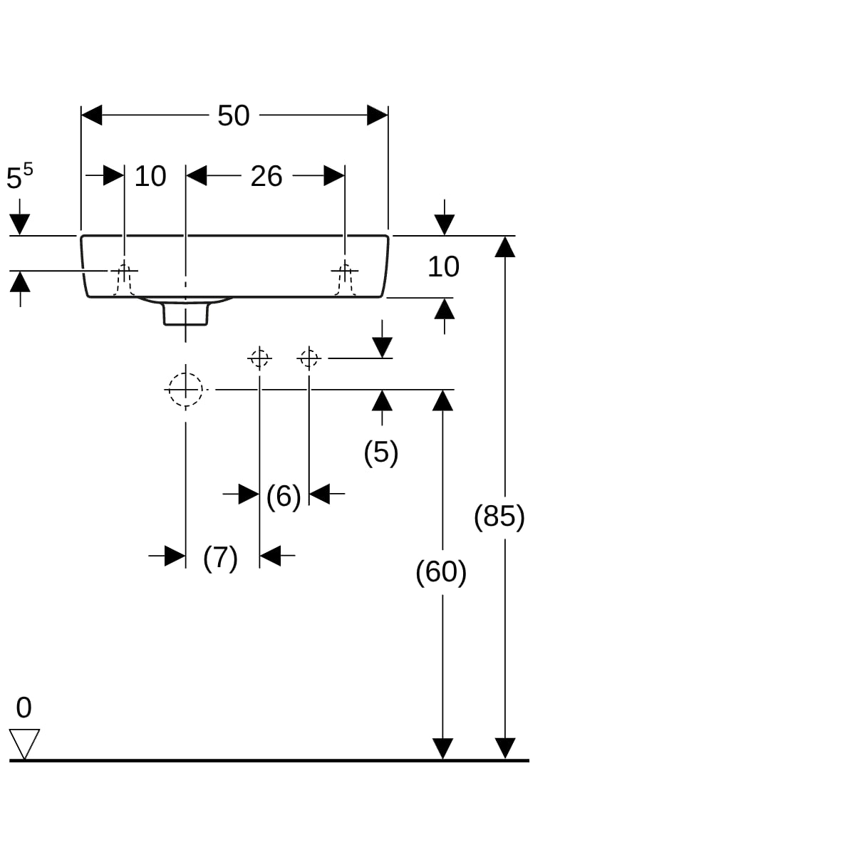 Geberit Renova Compact HWB, verk. Ausladung 50x25cm, Hl. rechts, m. Ül., weiß