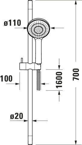 DU Brauseset 700m, Handbrause 3-Jet Soft Rain/Rain/Int. Rain,BS 1600, Chrom