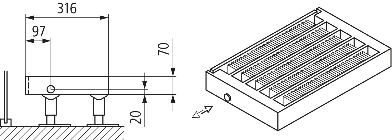 Kermi Kon m. Str. Typ55 BH280x316x2800 QN8036, weiß, 6bar, o. Abd., AB Uni.