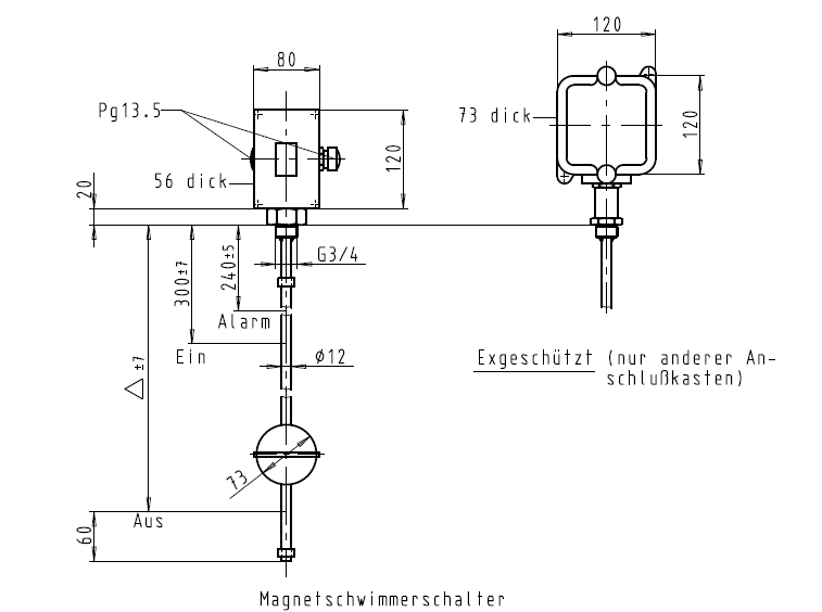 KSB Magnetschwimmerschalter MSA 100 z. Einschrauben, 1.4571, max. 120 Grad C