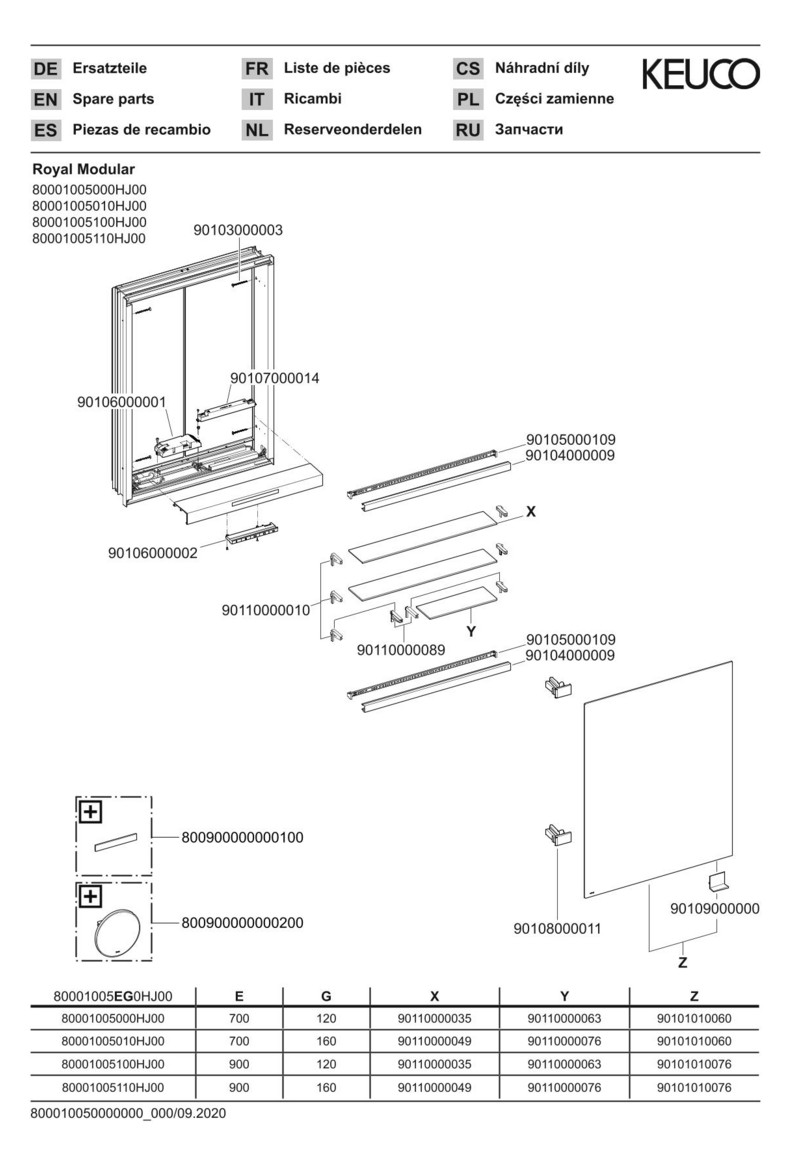 KEUCO Royal Modular 2.0 SPS, bel. 80001, Einb,1Steckd,sb-elox,500x700x160mm