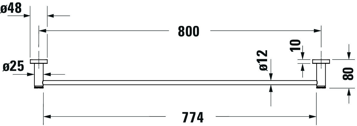 DU D-Code HTH, Arme 1 848x80x48 mm, Chrom