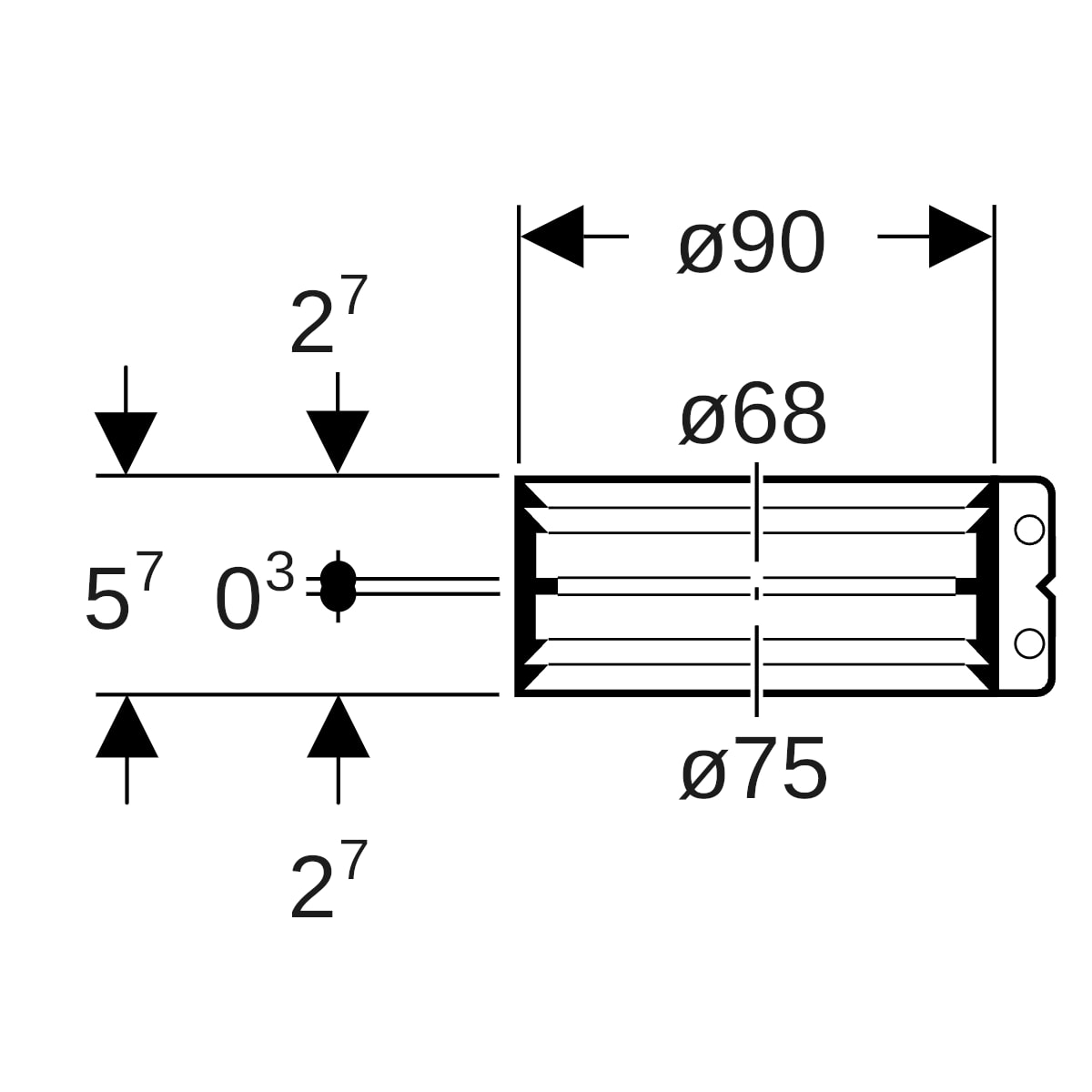 Geberit Übergangsspannverbinder Edelstahl d75mm d1=68mm