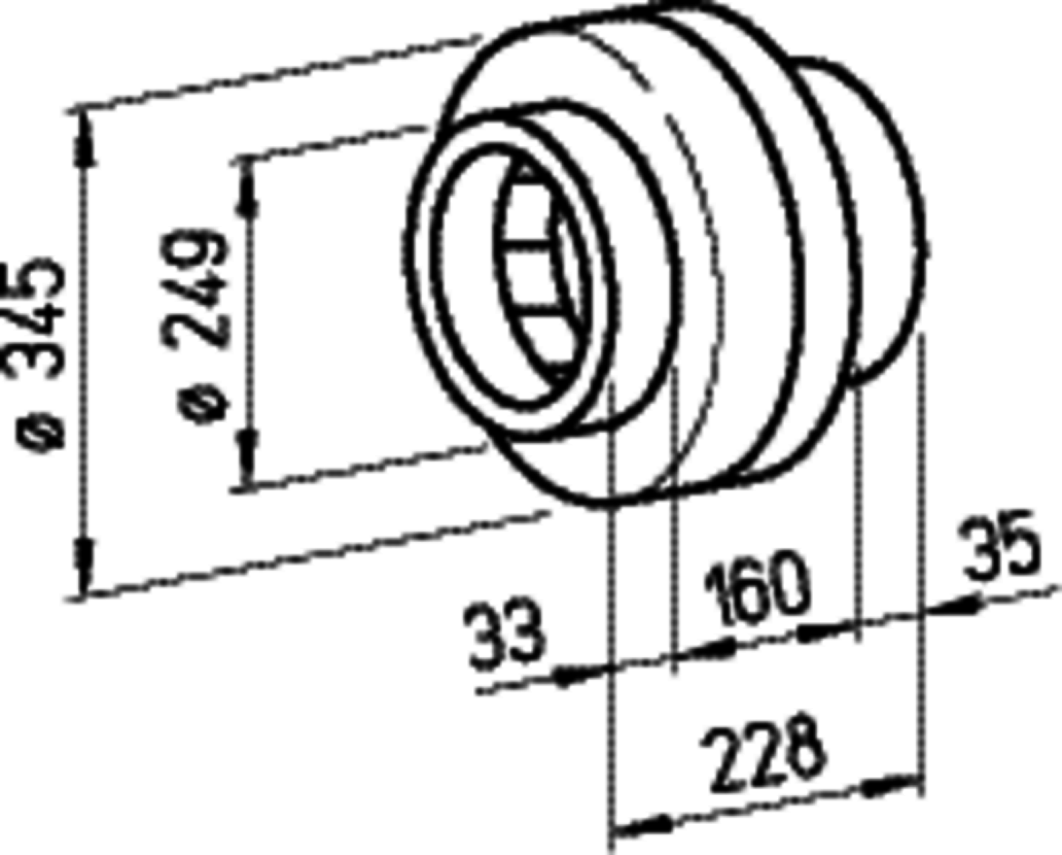 Helios RR 250 A Rohrventilator 1-PH 1-PH 230V 50 Hz zweistufig DN 250