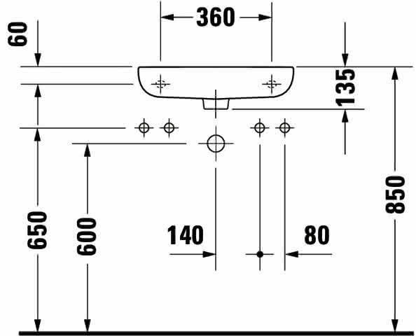 DU Handwaschbecken D-Code 500 mm mit ÜL, mit HLB, HL rechts, weiß