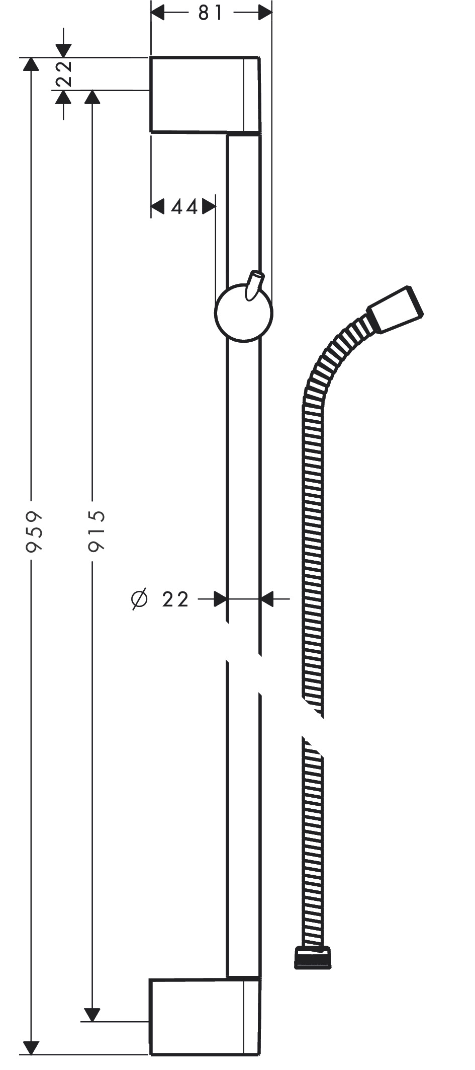 Hansgrohe Brausenstange Unica'Crometta 900mm chrom mit Metaflex 1600mm