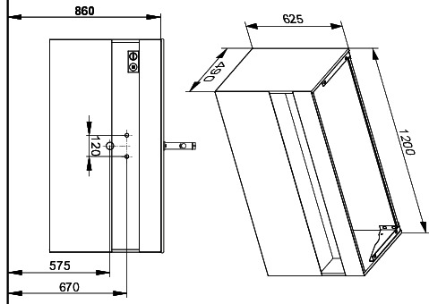 KEUCO WUB m.Ausz. Stageline 32882 Sd.u.Bel. 1200x625x490mm vulk.