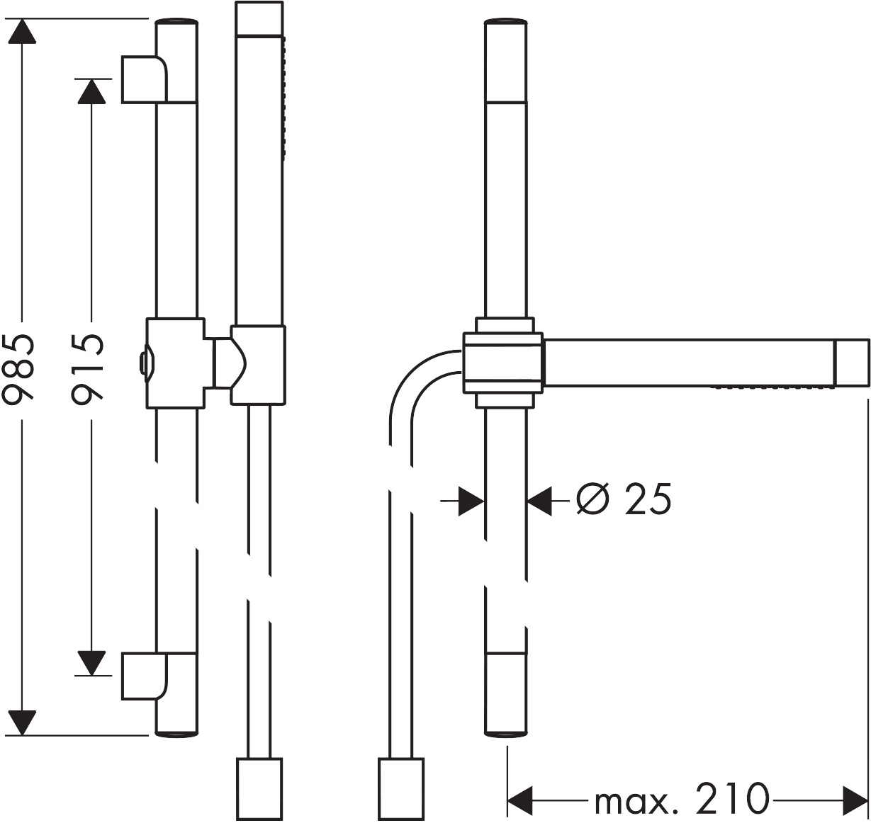 Hansgrohe Brausenset Axor Starck 900mm chrom mit Schlauch 1600mm und Handbrause Hansgrohe Brausenset Axor Starck 900mm chrom mit Schlauch 1600mm und Handbrause