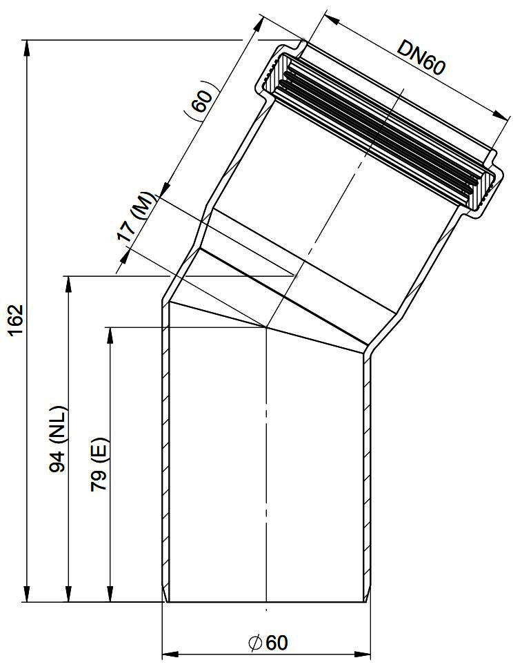 MHG Bogen 30Grad, DN 60 für Abgasleitung Atec