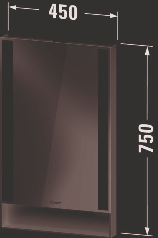DU Qatego Spiegel,mit Beleuchtung,Wdhg, Wandmontage 450x65x750mm,Graphit Matt