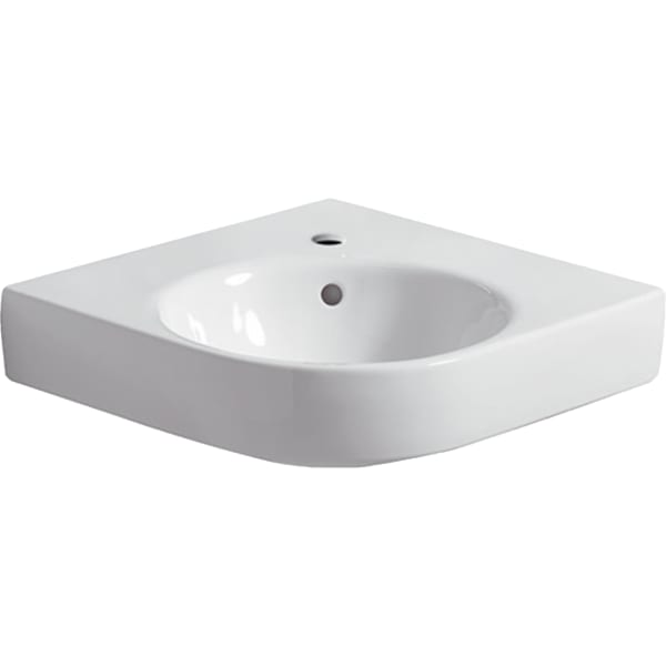 Geberit Renova Compact Eckwaschtisch 69,5x61,5cm, m. Hl., m. Ül., weiß Tect