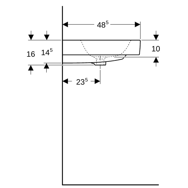 Geberit iCon Doppelwaschtisch, 120x48,5cm m. Hl., m. Ül., weiß