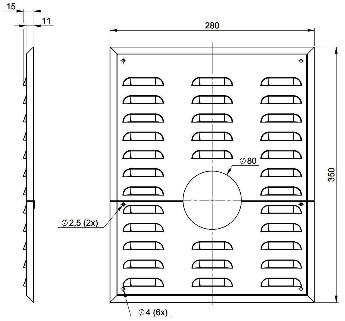 MHG Wandblende mit Hinterlüftung DN80,f.Abgasleitung AWT