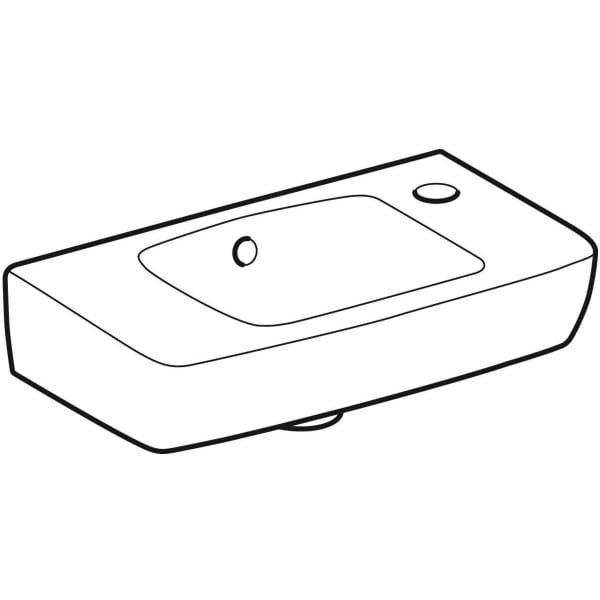 Geberit Renova Compact HWB, verk.Ausld.,Ablg. 45x25cm, Hl.re, m.Ül., weiß, KeraTect