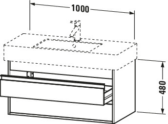 DU WTU wandhängend Ketho 455x1000x480mm 2 SchKa, für 032910, graphit matt