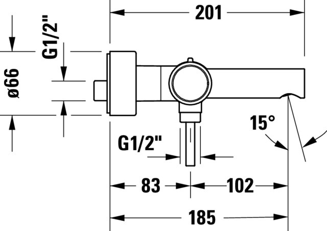 Duravit Circle Einhebel Wannenmischer Aufputz Kermikmischsystem, Chrom HG