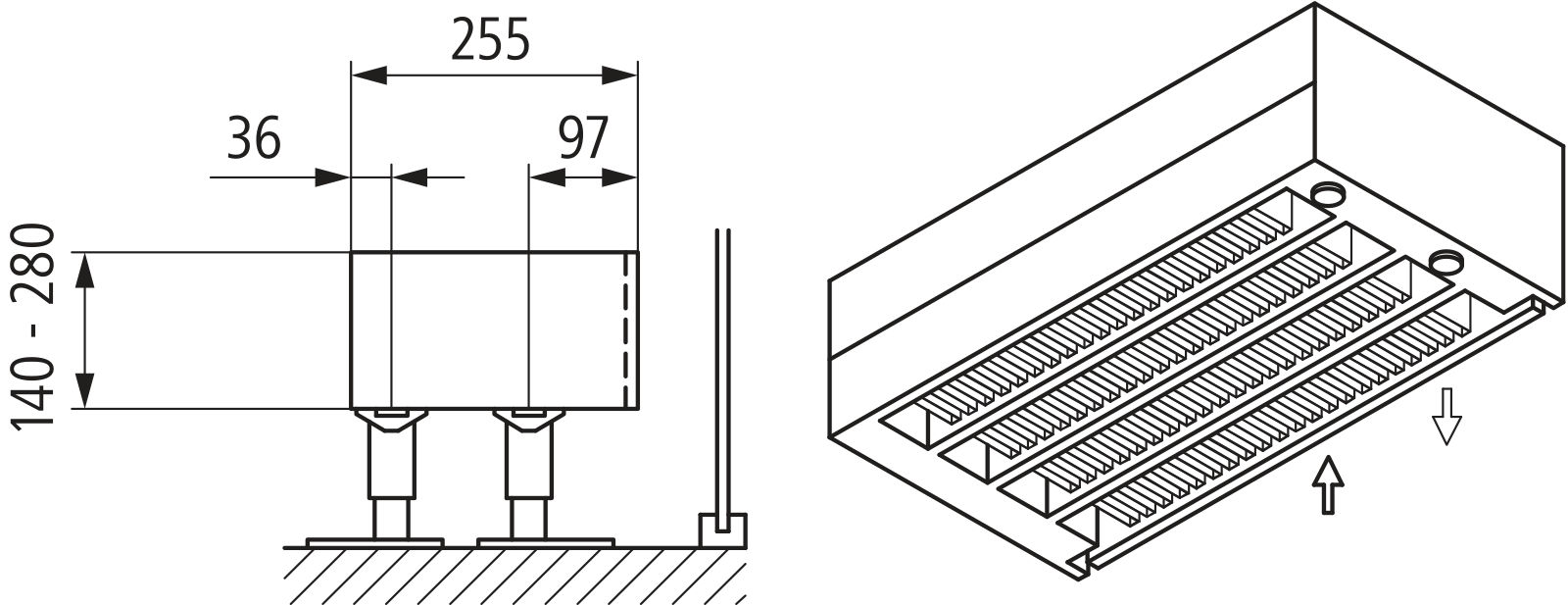 Kermi Kon m. Str. Typ44 BH280x255x2200 QN4767, weiß, 6bar, m. Abd., AB Uni.