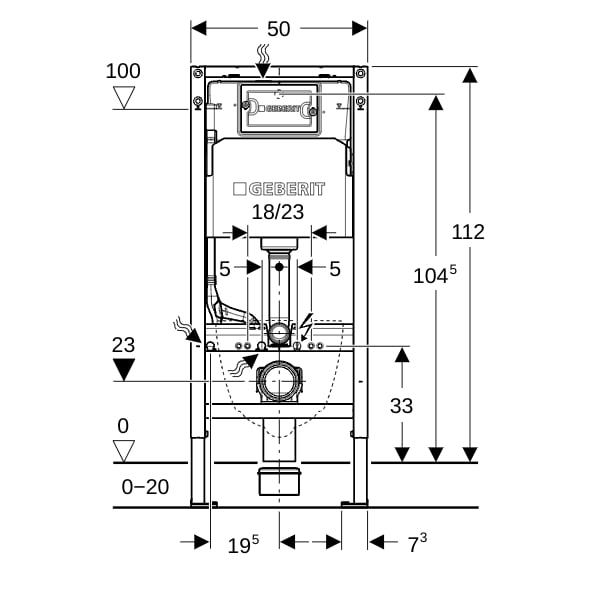 Geberit DuofixBasic Element f. WWC, 112 cm mit Delta UP-SPK 12cm